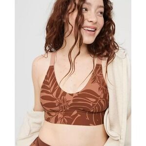 Aerie Offline Real Me Ballet Back Bra Size XL Brown Horizon Floral Longline Soft